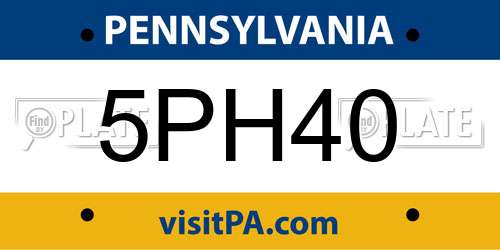 5PH40 Pennsylvania License Plate