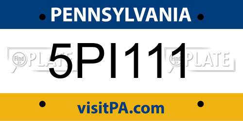 5PI111 Pennsylvania License Plate