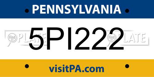 5PI222 Pennsylvania License Plate