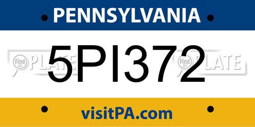 5PI372 Pennsylvania License Plate