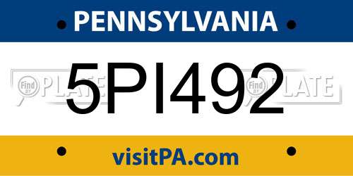 5PI492 Pennsylvania License Plate
