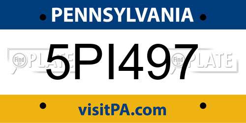 5PI497 Pennsylvania License Plate
