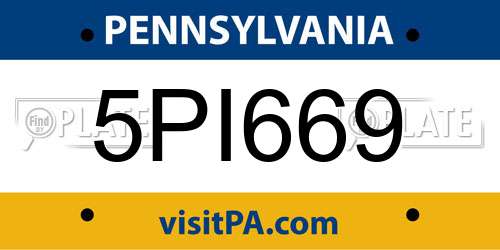 5PI669 Pennsylvania License Plate