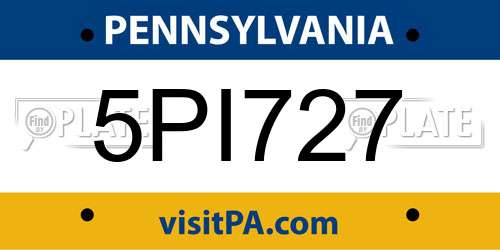 5PI727 Pennsylvania License Plate