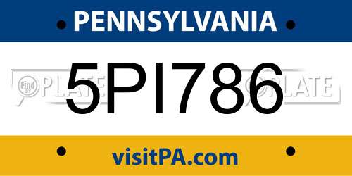 5PI786 Pennsylvania License Plate