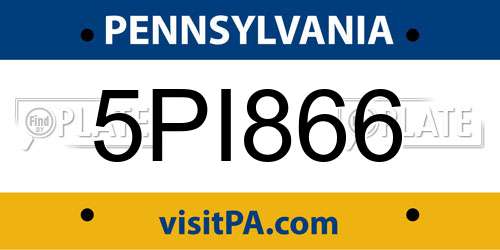 5PI866 Pennsylvania License Plate