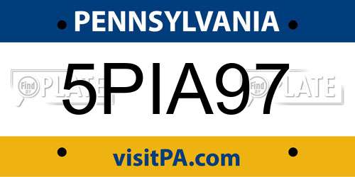 5PIA97 Pennsylvania License Plate