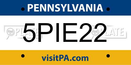 5PIE22 Pennsylvania License Plate