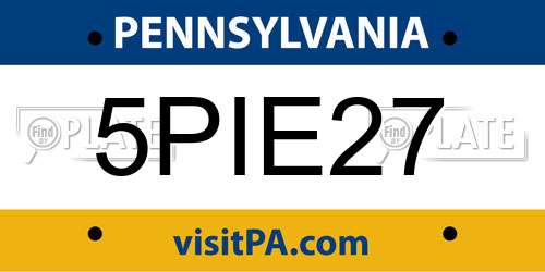 5PIE27 Pennsylvania License Plate
