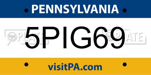 5PIG69 Pennsylvania License Plate