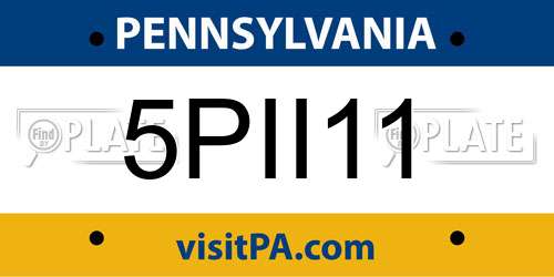 5PII11 Pennsylvania License Plate