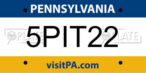 5PIT22 Pennsylvania License Plate