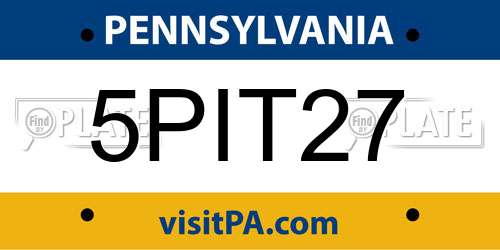 5PIT27 Pennsylvania License Plate