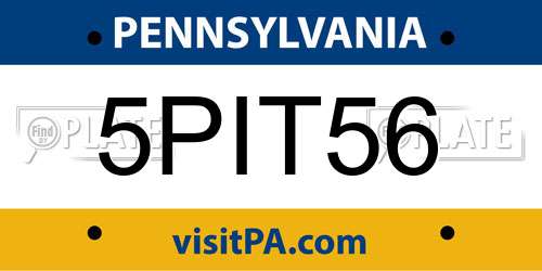 5PIT56 Pennsylvania License Plate