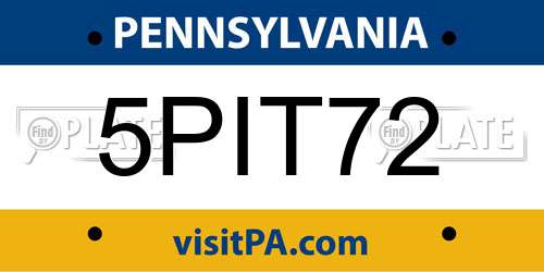 5PIT72 Pennsylvania License Plate