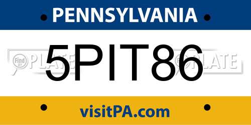 5PIT86 Pennsylvania License Plate