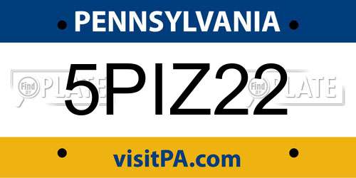5PIZ22 Pennsylvania License Plate