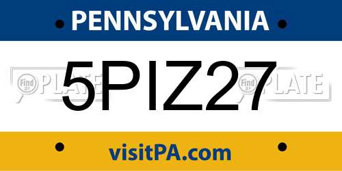 5PIZ27 Pennsylvania License Plate