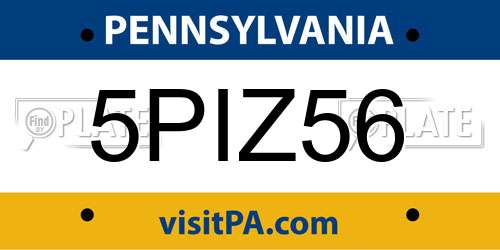 5PIZ56 Pennsylvania License Plate