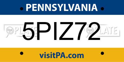 5PIZ72 Pennsylvania License Plate