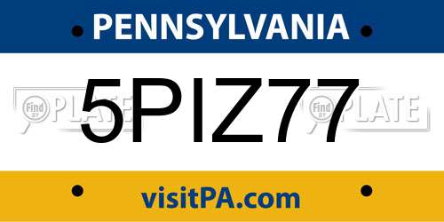 5PIZ77 Pennsylvania License Plate