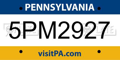 5PM2927 Pennsylvania License Plate