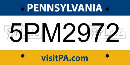 5PM2972 Pennsylvania License Plate