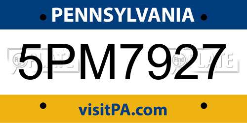 5PM7927 Pennsylvania License Plate