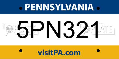 5PN321 Pennsylvania License Plate
