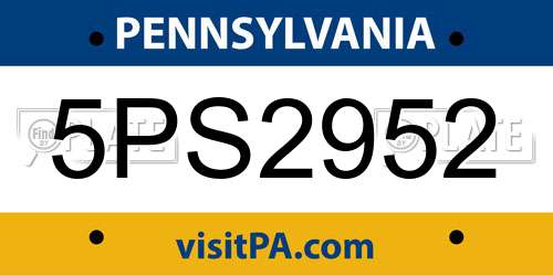 5PS2952 Pennsylvania License Plate