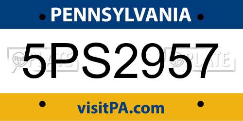 5PS2957 Pennsylvania License Plate