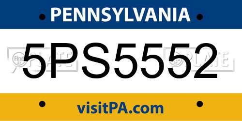 5PS5552 Pennsylvania License Plate