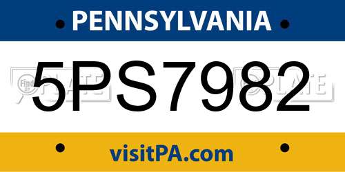 5PS7982 Pennsylvania License Plate