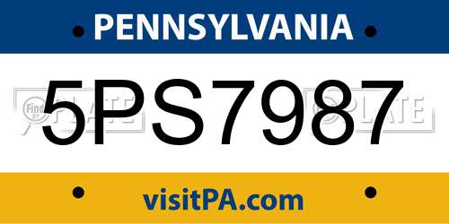 5PS7987 Pennsylvania License Plate