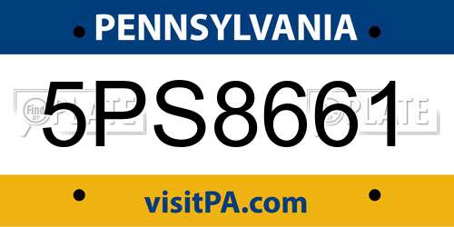 5PS8661 Pennsylvania License Plate