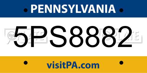 5PS8882 Pennsylvania License Plate