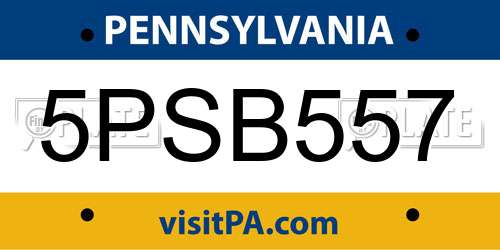 5PSB557 Pennsylvania License Plate