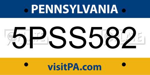 5PSS582 Pennsylvania License Plate