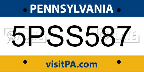 5PSS587 Pennsylvania License Plate