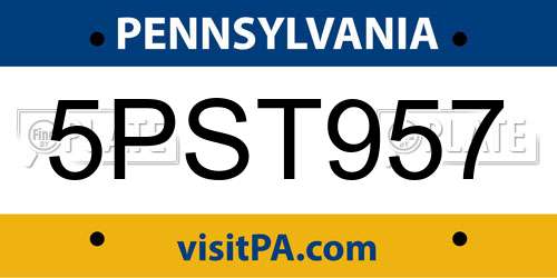5PST957 Pennsylvania License Plate