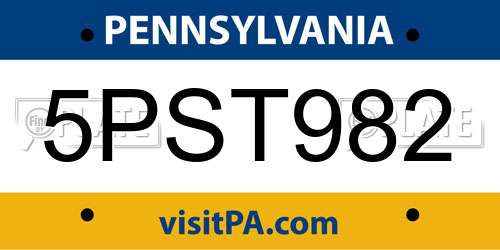 5PST982 Pennsylvania License Plate