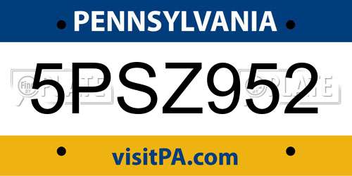 5PSZ952 Pennsylvania License Plate