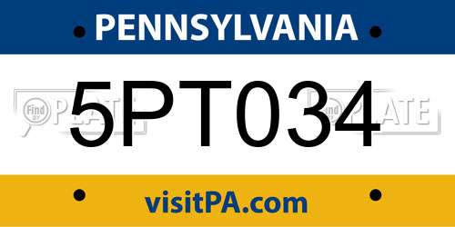 5PT034 Pennsylvania License Plate