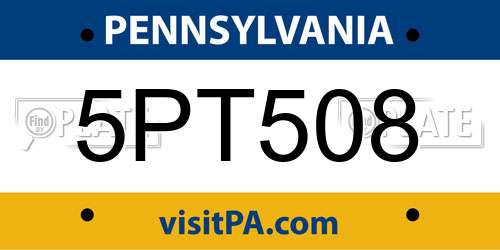5PT508 Pennsylvania License Plate