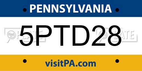 5PTD28 Pennsylvania License Plate