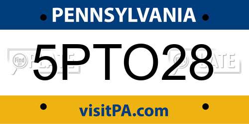 5PTO28 Pennsylvania License Plate
