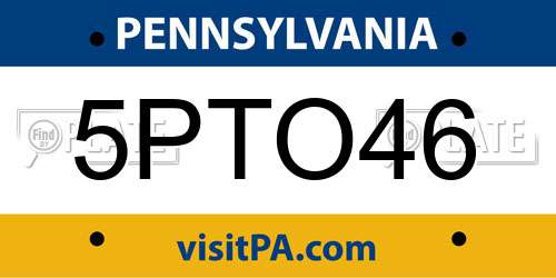 5PTO46 Pennsylvania License Plate