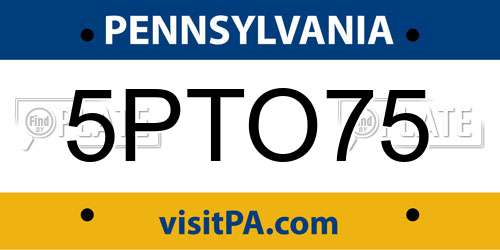 5PTO75 Pennsylvania License Plate