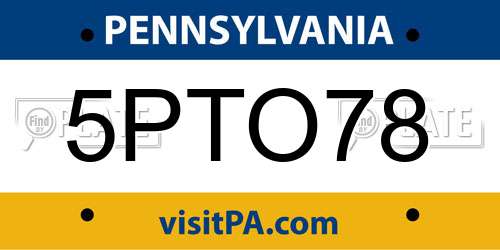 5PTO78 Pennsylvania License Plate