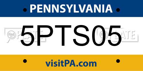 5PTS05 Pennsylvania License Plate